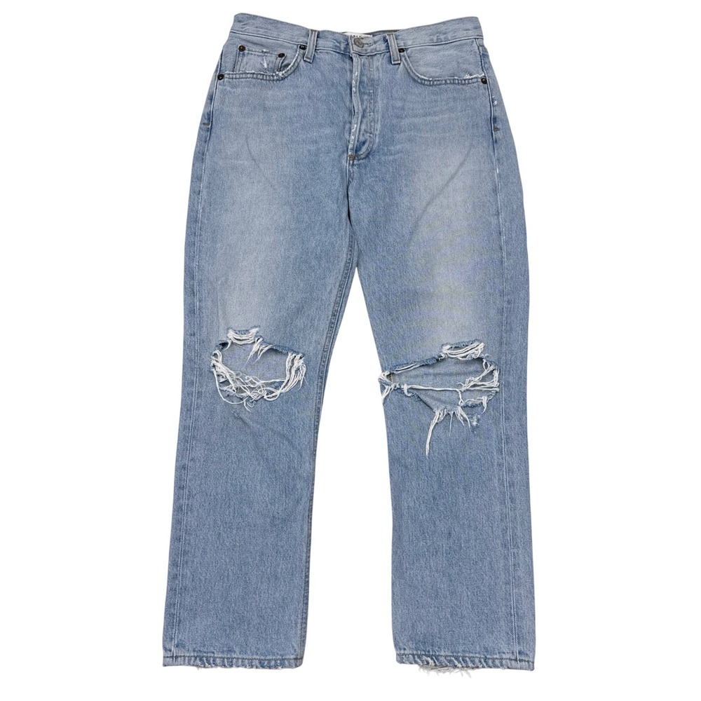 AGOLDE Jeans Womens Size 28 Riley High‎ Rise Straight Crop Light Wash Button Fly